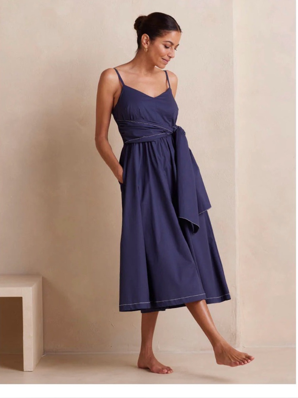 summersalt Navy and White Floral Tie-Front Sundress - Picture 3 of 3